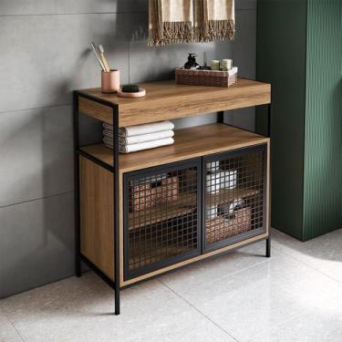 Imagem de Gabinete de Banheiro Industrial Avis 2 PT Mel e Preto - Modern