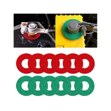 Imagem de AUCELI Arruelas de terminal de bateria de carro, protetor de terminal de bateria de veículo de fibra de 12 peças, acessórios de vedação de feltro de proteção de terminal de bateria automotiva para