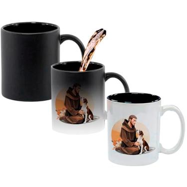 Imagem de Caneca Mágica Muda de Cor Interna Preta Porcelana 325ml - Santo Sao Francisco de Assis Igreja Catolica 10