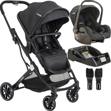 Imagem de Carrinho de Bebe com Bebe Conforto Base Kiddo Zig Zag Preto