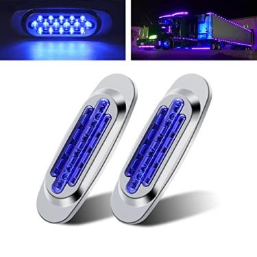 Imagem de Biqing [Brilho alto/baixo] 2 peças de 16,4 polegadas LED azul luzes de marcação lateral 16LED montagem em superfície 24V marcador lateral frontal traseiro com moldura cromada para reboque, caminhão