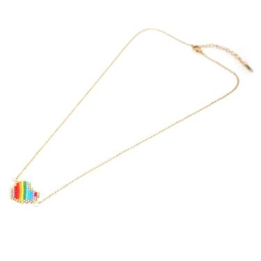 Imagem de SHINUS BOHO Colar feminino com contas de coração de ouro, banhado a ouro 14 K, fofo, coração, contas de coração, simples, moderno, feito à mão, todos os dias, joias de amizade., Pedra, Sem Pedra