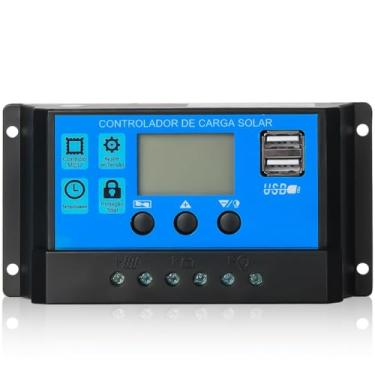 Imagem de Controlador Solar Carga Pwm Lcd 10a Usb Regulador Automático