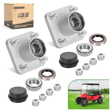 Imagem de 10L0L Conjunto do cubo da roda dianteira do carrinho de golfe com rolamento de cubo/vedação de óleo/capa contra poeira para EZGO PDS&TXT/Medalhista Gas & Electric 2001-Up, substitui OEM # 70895G01,