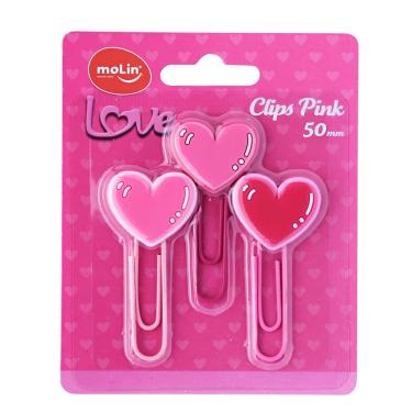 Imagem de Clip de Papel Love Pink 50mm 3 Unidades Molin Enfeite Coração