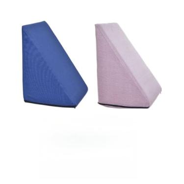 Imagem de Kit 2 Travesseiro Triangular Encosto Espuma Antirefluxo Apoio Costas Anatômico Leitura + Capa Extra(Azul e Rosa)