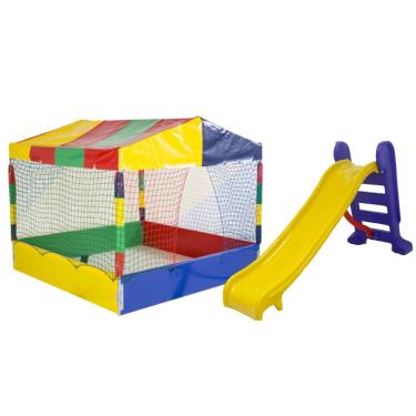 Imagem de Escorregador Médio Meninos e Meninas 3 degraus + Piscina de Bolinhas 1,50m - Resistente - Material Rígido - Seguro - Parquinho Infantil