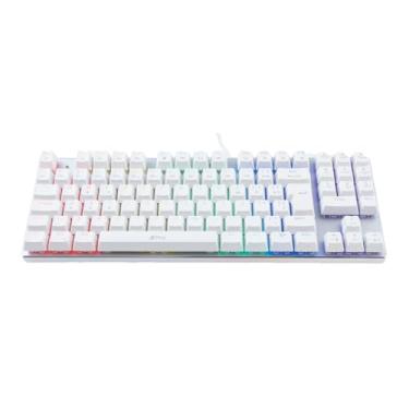 Imagem de Teclado Mecânico APlus Tech Barak White Led Rainbow Brown Abnt2
