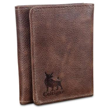 Imagem de Carteira Masculina De Couro Trifold Antifurto Bloqueio Rfid - Celtigar