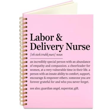 Imagem de Labor & Delivery Nurse Gifts, OB Nurse Appreciation Gift, Thank You Gifts for L&D Nurses, Funny Maternity Nurse Gift for Women & Men, Cute Pink Best L&D Nurse gift office Spiral Notebooks-DFB35