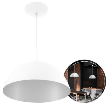 Imagem de Luminaria de teto Pendente Meia Lua 60 cm Branco/Branco