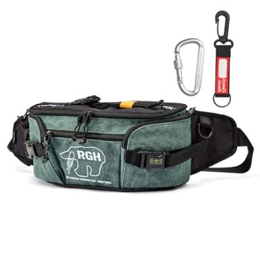 Imagem de Pochete tática masculina Rough Enough – Bolsa tiracolo grande resistente às intempéries para caminhadas, pesca, viagens, Verde militar, Large, Pochete tática para homens