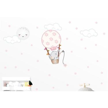 Imagem de Adesivo De Parede Infantil Elefante Balão Lua E Nuvens