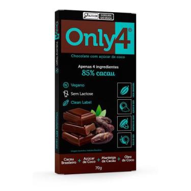 Imagem de Chocolate 85% Cacau Com Açúcar de Coco Only 4 - 70g