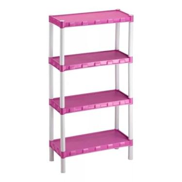 Imagem de Estante Rosa Plástico 4 Prateleiras Organizadora Tubular