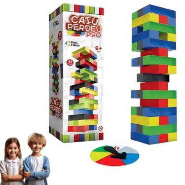 Imagem de Jogo Brinquedo Torre 45pçs Caiu Perdeu Pro Equilíbrio Colorido - Pais 