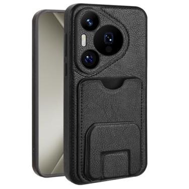 Imagem de LTLMYDAM Capa de couro para Huawei Pura 70 Ultra/70 Pro/70 Pro+/70, estilo empresarial, compartimentos para cartões, capa fina, proteção de lente, ultrafina, preta, 70