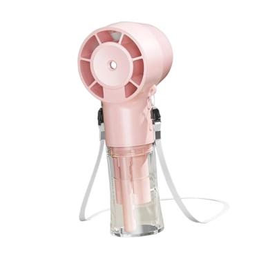 Imagem de Generic Pulverizar ventilador de mão de mão fã pessoal de refrigeração 4 velocidades Configurações Mini umidificador portátil para mochila de escritório, Rosa