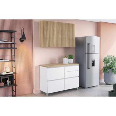 Imagem de Cozinha Modulada Nesher Rainha 2 Peças (1Aéreo+1Balcão) C2P44 Branca/N