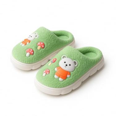 Imagem de Pantufa Masculina Chinelo Peluciado Antiderrapante (Verde, BR, Criança de 4 a 8 anos, Faixa Numérico, 30, 31)