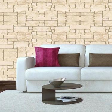 Imagem de Papel Parede Pedras E Tijolos Retalhos Claro Adesivo Sala