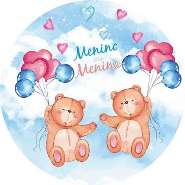 Imagem de Painel Redondo Tecido Sublimado 3D Chá Revelação Frd-5917