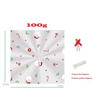 Imagem de Saco Para Panettone 100g + Laço + Fecho 50 Und - cromus, Noel Chegou
