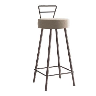 Imagem de Kit 10 Banqueta Alta Com Encosto Tyna Eiffel Cozinha Bar Bistrô Ferro Marrom Suede Bege - Amey Decor