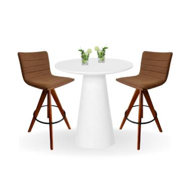 Imagem de Mesa Bistrô Cone 60 Cm Tampo Laca Branca Base Branca Branco