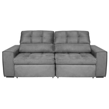 Imagem de Sofá 5 Lugares Com Assento Retrátil Encosto Reclinável E Tecido Veludo Plush Chumbo