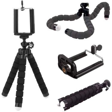 Imagem de Tripe Suporte Celular Smartphone Flexível Tripé Gravar Vídeo Preto P