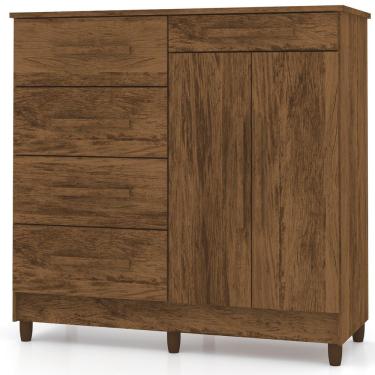 Imagem de Cômoda Sapateira Sirios 5 Gavetas 2 Portas Imbuia Rústico