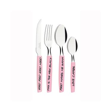 Imagem de Faqueiro My Lovely Kitchen Com Lâminas Em Inox E Cabos De Polipropileno Rosa 16pçs - Tramontina