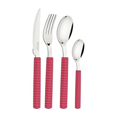 Imagem de Faqueiro Bliss Com Lâminas Em Inox E Cabos De Polipropileno Viva Magenta 16pçs - Tramontina