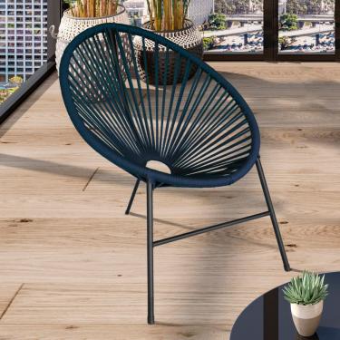 Imagem de Cadeira Acapulco Em Aço Carbono E Corda Náutica Azul