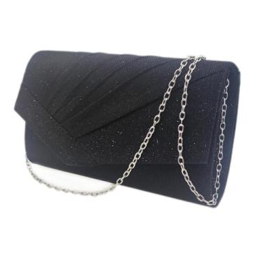 Imagem de Bolsa de mão feminina para festa à noite, casamento, baile, formatura, clutch, Preto - 2
