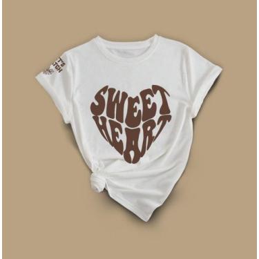 Imagem de Camiseta Com Desenho De Coração Moderno  Visual Minimalista - Lobo Set