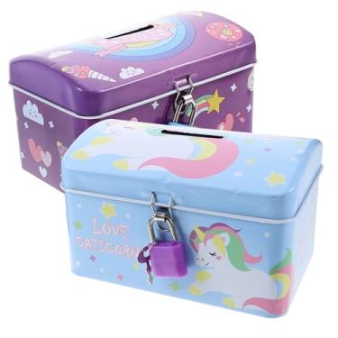 Imagem de KESYOO 2Peças Cofrinho de Unicórnio Pote de Cartoon com Fechadura Estilo Decoração