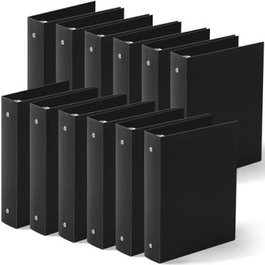 Imagem de Henoyso 12 mini fichários de plástico com 3 anéis, serve para papel de 14 x 21,6 cm, três mini fichários redondos flexíveis para escola, escritório, fichário de receitas, páginas de álbum de fotos