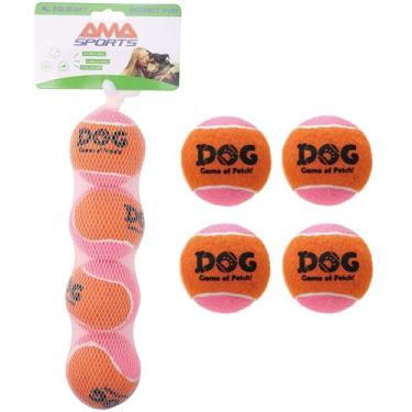Imagem de AMA SPORT Bolas de tênis estridentes para cães de 6,3 cm pequenas e médias para jogar e pegar brinquedos de cachorro para treinamento, exercício, salto alto, pacote com 4 (laranja rosa)