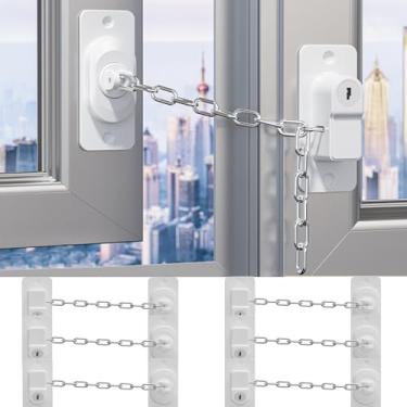 Imagem de CMINGJ Travas De Segurança Para Crianças (Pacote Com 6), Trava Ajustável Geladeira Chaves, Geladeira, Porta, Gavetas, Vaso Sanitário E Fechadura Armário, Janela, Pequenas (Branco)