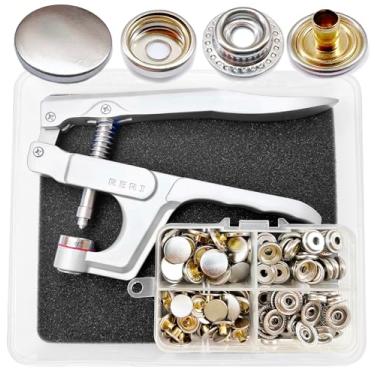 Imagem de RERI Botões De Pressão Metal Com Alicate Fixação, Prateados 15 Mm Para Roupas, Jaquetas, Couro, Jeans, Pulseiras E Bolsas