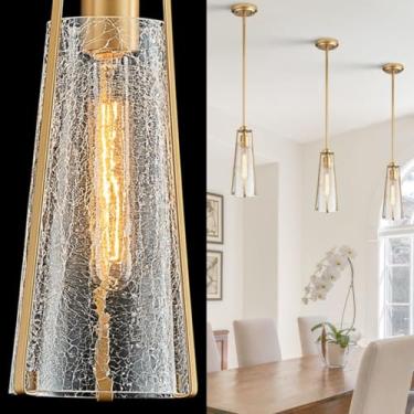 Imagem de CATINER Mini Luminária Pendente De Vidro Moderna Dourada 5 Polegadas Com Iluminação Crepitante Para Cozinha, Ilha, Pia, Bar, Quarto, Canto Café Da Manhã, Sala Jantar, Corredor