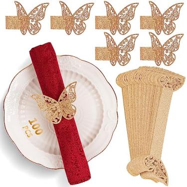 Imagem de NPKRRSK 100 Peças De Anéis Guardanapo Em Formato Borboleta 3D, Suporte Papel Fosco Para Aniversários, Jantares, Casamentos, Restaurantes, Festas, Banquetes, Decoração Mesa