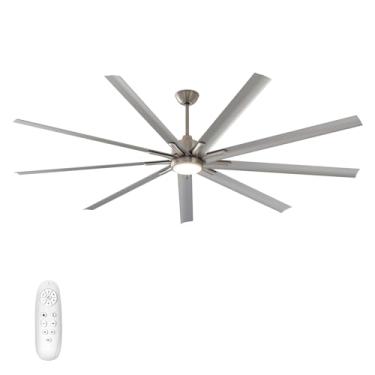 Imagem de warmiplanet Ventiladores De Teto Com Luzes E Controle Remoto, 84 Polegadas, Motor Cc Silencioso Reversível, 6 Velocidades, Luz Led Regulável Em 3 Cores, Temporizador, Níquel, 9 Lâminas