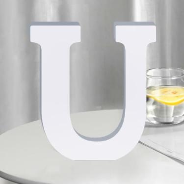 Imagem de SETNDTS Letras De Madeira Brancas 8" Para Decoração Parede, Casa Grande Inacabada, Artesanato Com Alfabeto Madeira, Placa Jardim Vertical Ou Placas Nome Ambiente, Faça Você Mesmo (U)