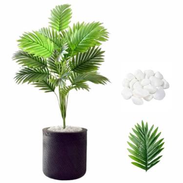 Imagem de Planta Palmeira Artificial + Vaso Bojo com Pedra Decoração - Flor Imp