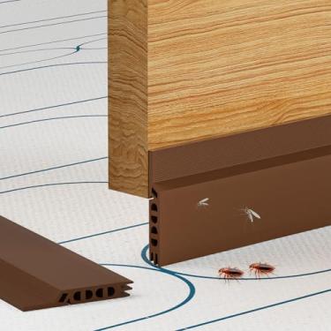 Imagem de Cyzarize Batente De Porta, Varredor Para A Parte Inferior Da Preenchedor Vãos, Vedação Contra Intempéries Portas Externas E Internas, Bloqueador À Prova Som/Isolante (Marrom, 78 Polegadas)