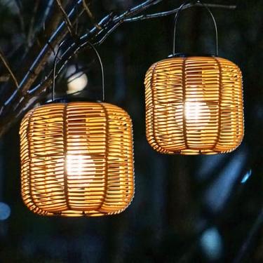 Imagem de Zcdl Lamp Lanternas Solares Suspensas Para Áreas Externas, À Prova D'Água, Pacote Com 2 De Vime, Luzes, Decorações Lâmpada Lanterna Quintal Externo, Jardim, Caminho, Varanda, Decoração Mesa Interna