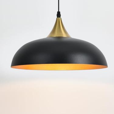 Imagem de DOTCN Luminária Pendente Industrial, Grande De Metal Vintage Preto 17,7" Para Ilha Cozinha, Bar, Sala Jantar, Quarto, Estar -